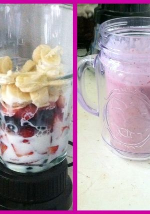 A picture of Strawberry Blueberry, And Banana Smoothie.