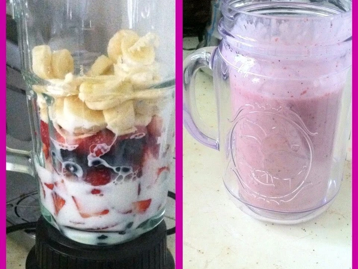 Easy Way Make Strawberry Blueberry, And Banana Smoothie the So Delicious Really delicious