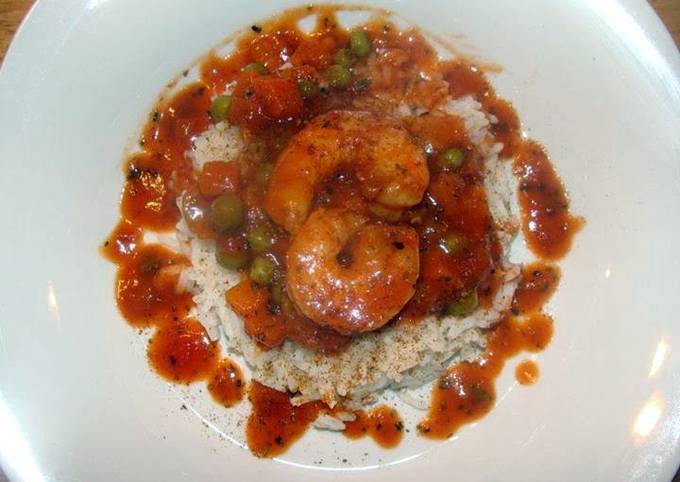 taisen's spicy shrimp sauce over rice