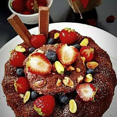 A picture of Pearl Millet Strawberry Cake.