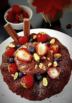 A picture of Pearl Millet Strawberry Cake.