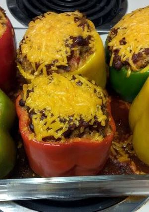A picture of Stuffed bell peppers.