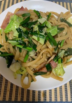 A picture of Easy Yaki Udon with BBQ Sauce.