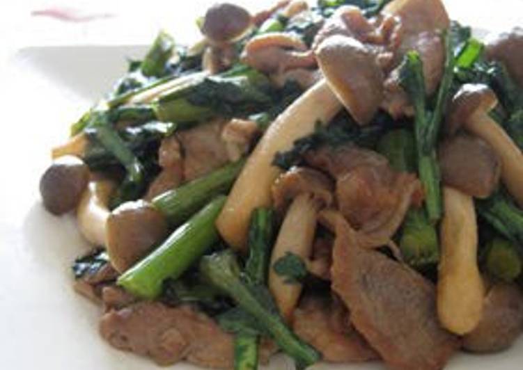 Easiest Way to Make Homemade Pork and Shungiku Chrysanthemum Greens Brown Sugar Stir-Fry