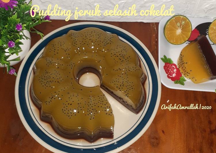 Cara Gampang Menyiapkan Pudding jeruk selasih cokelat Anti Gagal
