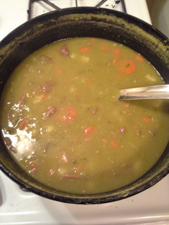 A picture of Split Pea and Ham Soup.
