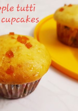 A picture of Pineapple tutti frutti cupcakes.