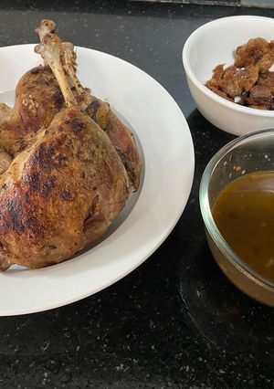 A picture of Confit Duck Leg Sous Vide With Spiced Orange Sauce.