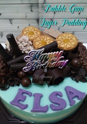 Foto resep 231.Bubble Gum Layer Pudding Birthday