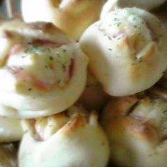 A picture of Bite Sized Black Pepper, Bacon and Mayonnaise Rolls.
