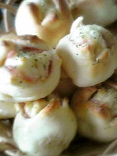 A picture of Bite Sized Black Pepper, Bacon and Mayonnaise Rolls.