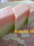 Tricolored Agar-based Milk Jelly with Shaved Ice Syrup for the Japanese Doll Festival