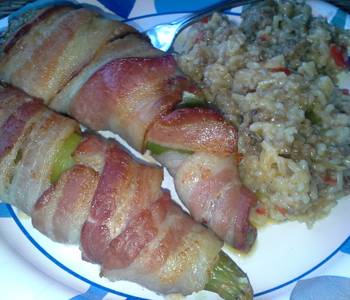 Fresh, Cooking Recipe Bacon Wrapped Pulled Pork and Cream Cheese Stuffed Anaheim Peppers and Sausage and Peppers Rice Restaurant Style