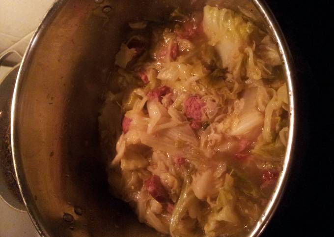Recipe of Perfect Cabbage with Turkey sausage