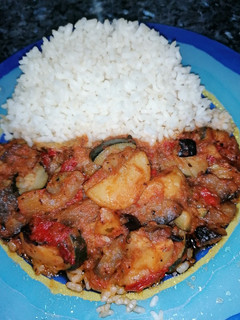 Una foto de Pisto con arroz