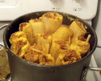 Easy Fast Cooking Pork Tamales with Green Olives  Golden Raisins Most Delicious