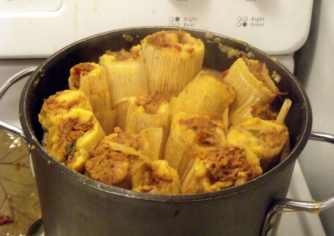 Pork Tamales with Green Olives & Golden Raisins