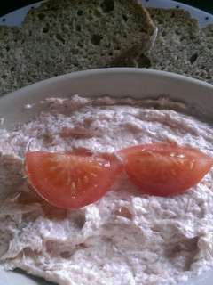 A picture of Mandys smoked salmon spread/dip.