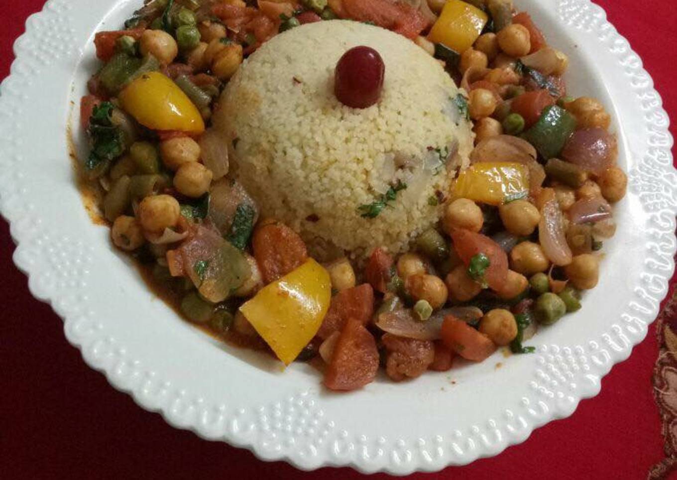 Moroccan vegetables with Couscous A wonderful vegetarian version of traditional Moroccan dish