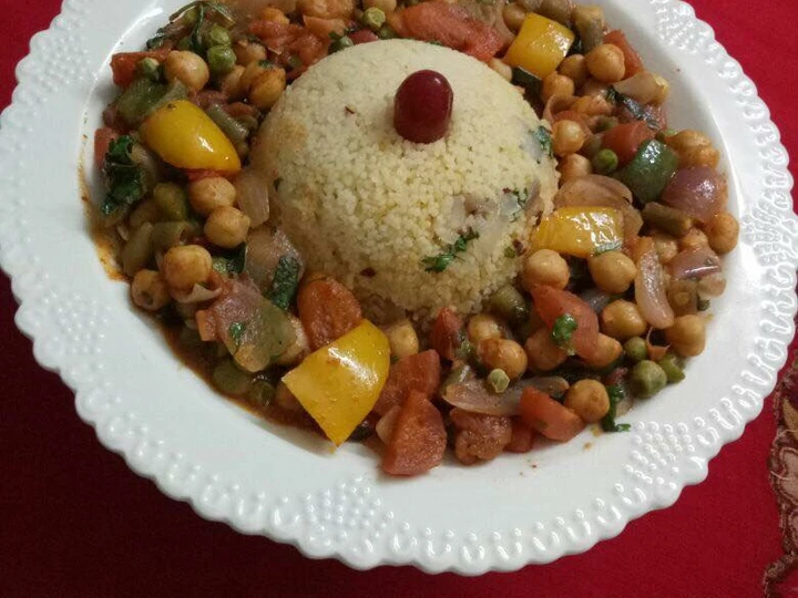 Recipe Moroccan vegetables with Couscous  A wonderful vegetarian version of traditional Moroccan dish which Delicious