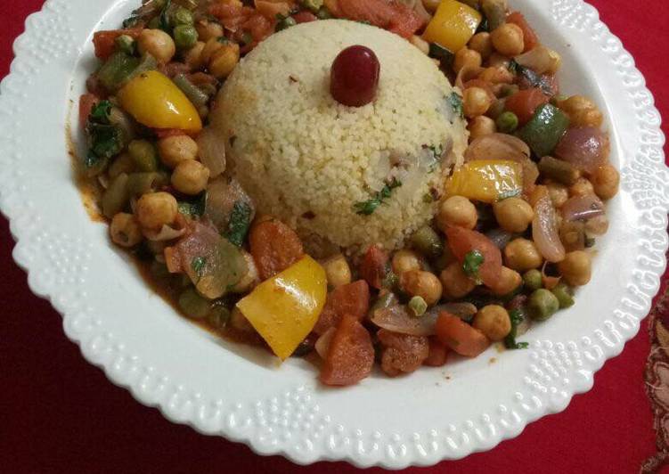 Recipe of Favorite Moroccan vegetables with Couscous A wonderful vegetarian version of traditional Moroccan dish