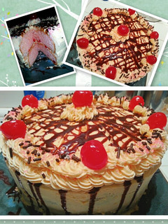 A picture of Cherry Chip Chocolate Drizzle Cake.
