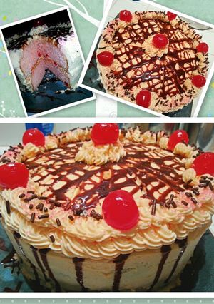 A picture of Cherry Chip Chocolate Drizzle Cake.
