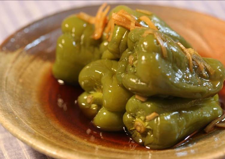 Whole Simmered Green Bell Peppers