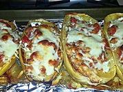 A picture of spaghetti squash boats