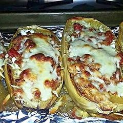 A picture of Spaghetti Squash Boats.