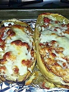 A picture of Spaghetti Squash Boats.