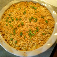 A picture of cheesy hash brown potato casserole.