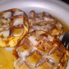 A picture of Nikki's Cinnamon roll waffles.
