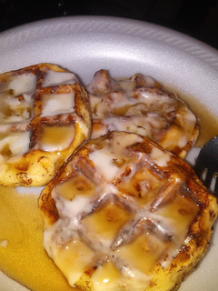 A picture of Nikki's Cinnamon roll waffles.