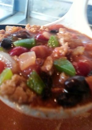 A picture of skye's spicy 3 bean chili.