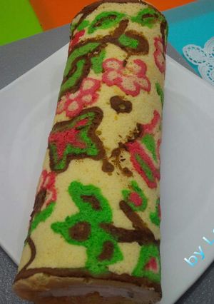 Foto resep Roll Cake MB (motif bunga)