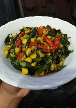 Foto resep Tumis Jagung Daun Melinjo Ikan Peda