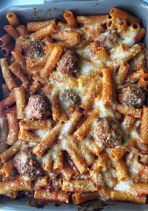 A picture of Baked Pasta with Meatballs.