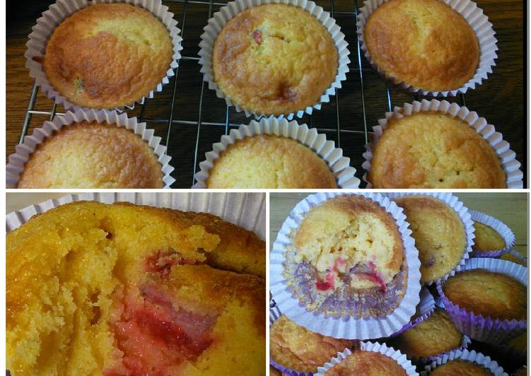 Simple Way to Make Quick Polenta &amp; Strawberry Cup Cakes. Super Moist &amp; Yummy