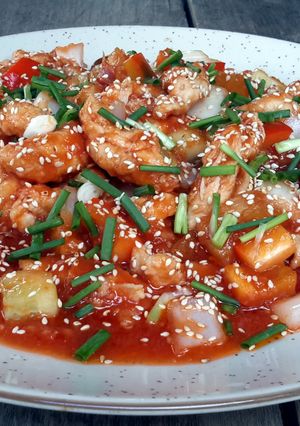 A picture of Kanya's Sweet and Sour Chicken.
