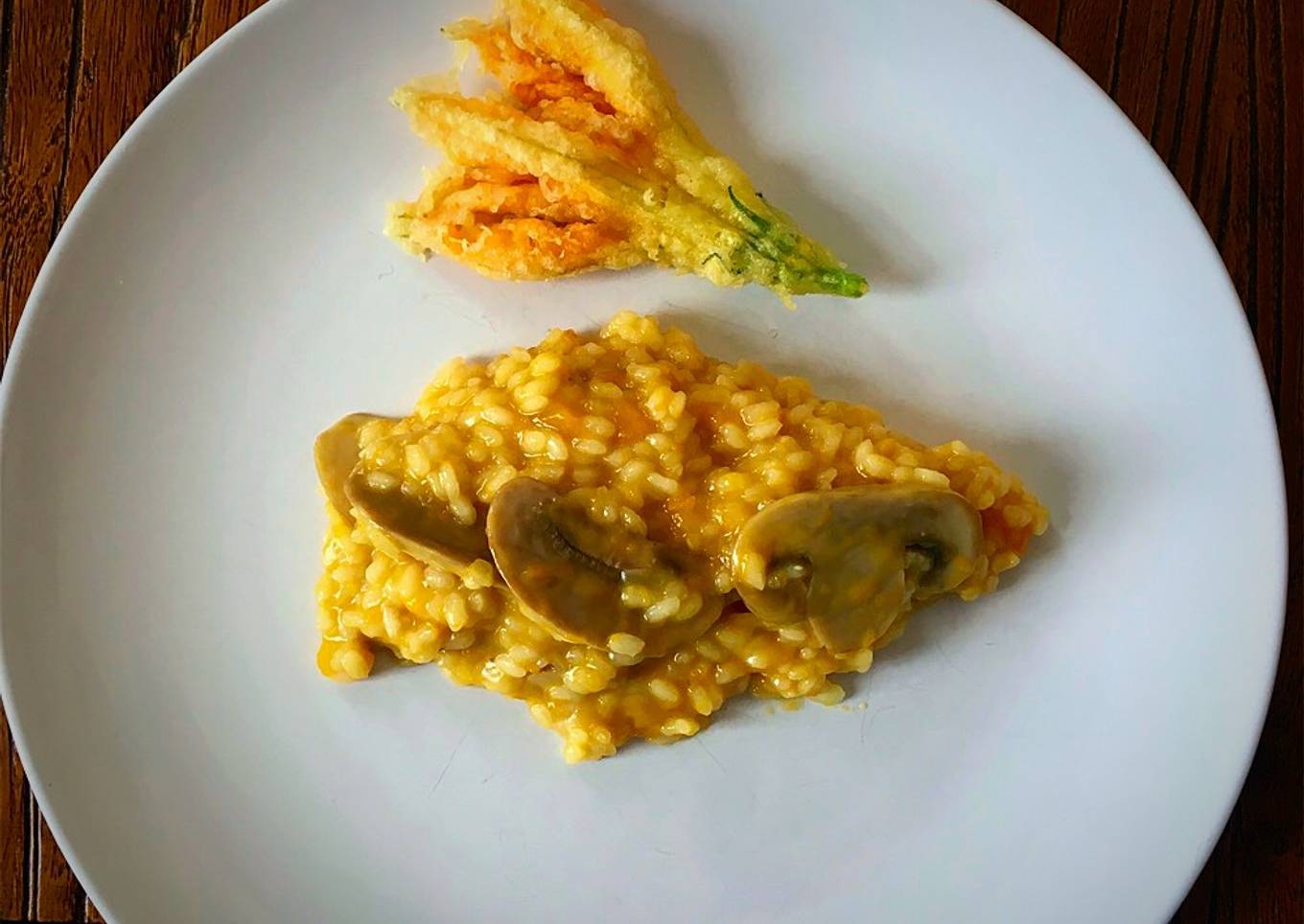Risotto de calabaza y champiñones