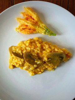 Una foto de Risotto de calabaza y champiñones