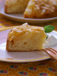 A picture of Sliced Almond & Pear Cake.