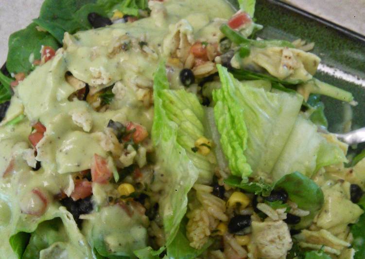 Simple Way to Prepare Homemade Avocado salad dressing with optional taco salad