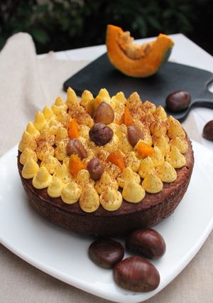 Foto di Torta di castagne e zucca con crema al mascarpone