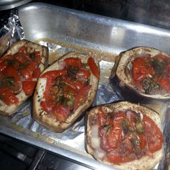 HCG diet meal 5 & 6: Eggplant boats and burgers. recipe for 2 A picture of HCG diet meal 5 & 6: Eggplant boats and burgers. recipe for 2.