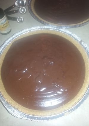 A picture of Chocolate Amaretto Pudding Pie.