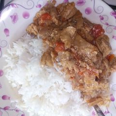 Rice and sossi stew A picture of Rice and sossi stew.