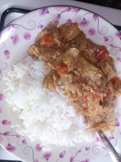 A picture of Rice and sossi stew.