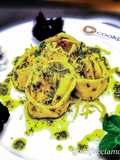 Tortelli di Trota con Pesto liquido di Menta, Prezzemolo e Limone